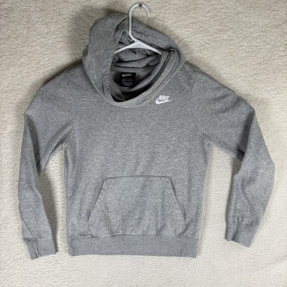 Nike Tops - Nike Hoodie Sweatshirt Womens Large Gray Varsity Fleece Funnel Neck BV4526